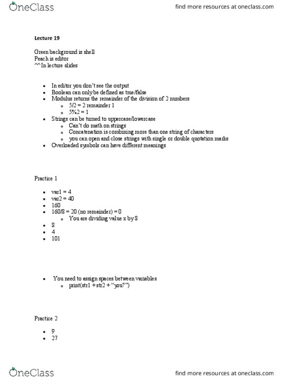 CMPT 165 Lecture Notes - Lecture 19: Concatenation, Modulus Guitars, Tab Key thumbnail