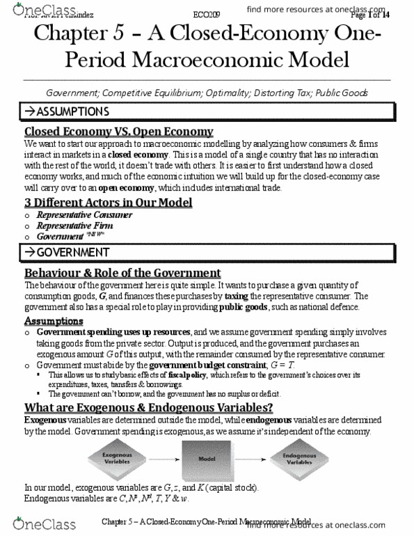 ECO209Y5 Chapter Notes - Chapter 5: Autarky, Budget Constraint, Competitive Equilibrium thumbnail