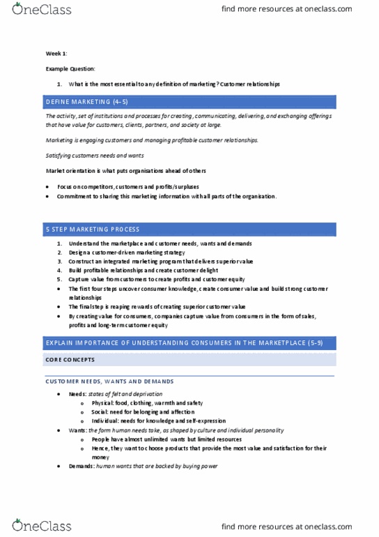 MMK101 Lecture Notes - Lecture 10: Market Orientation, Marketing Strategy, Relationship Marketing thumbnail