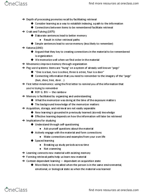 AUPSY 263 Lecture Notes - Lecture 13: Endel Tulving thumbnail