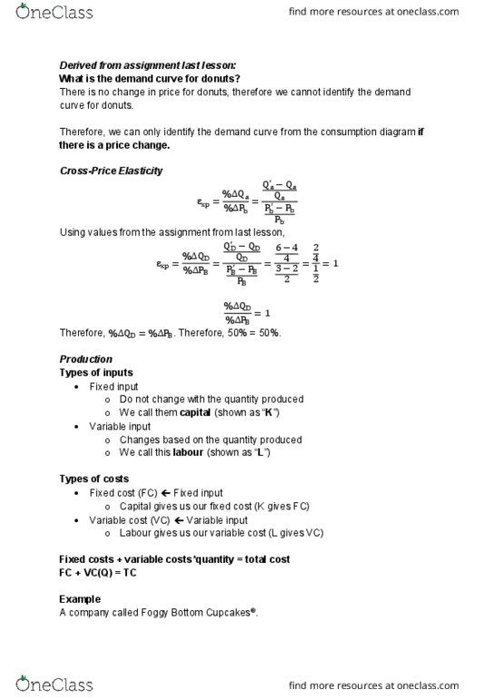 ECON 1011 Lecture Notes - Lecture 16: Demand Curve, Lead, Fixed Cost cover image
