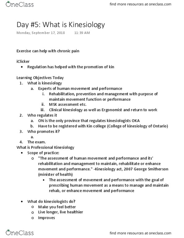 Kinesiology 3421A/B Lecture 5: Day 5 What is Kinesiology thumbnail