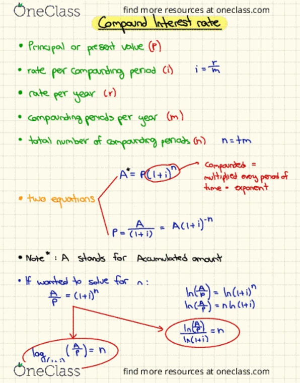 MATH 1108 Lecture Notes - Lecture 3: Interest Rate cover image