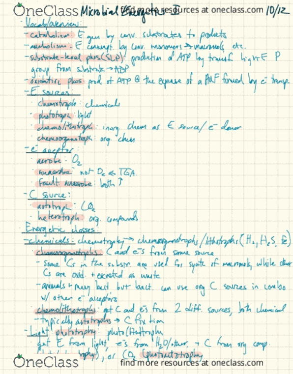 PLANTBI C112 Lecture Notes - Lecture 22: Heterotroph, Autotroph, Anaerobic Organism thumbnail