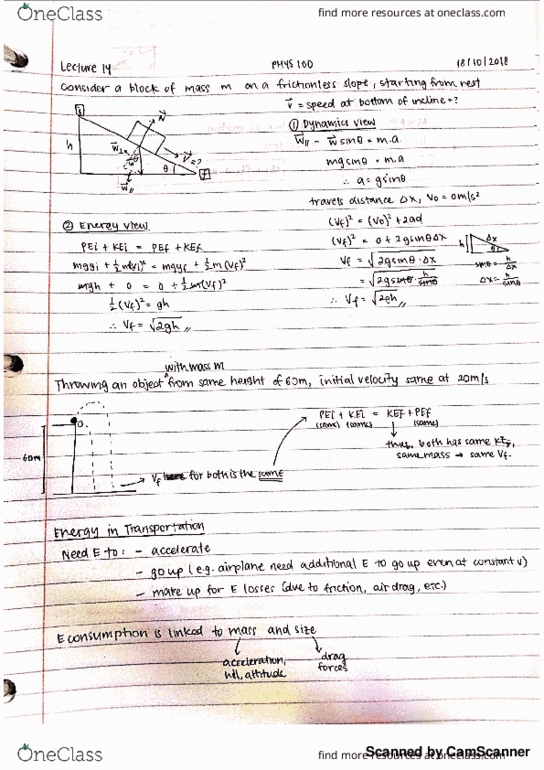 PHYS 100 Lecture 14: PHYS 100 - Lecture 14 - Work and Energy cover image