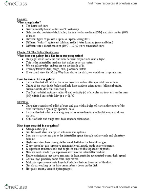 ASTRON 100 Lecture Notes - Density Wave Theory, Milky Way, Cosmic Ray thumbnail