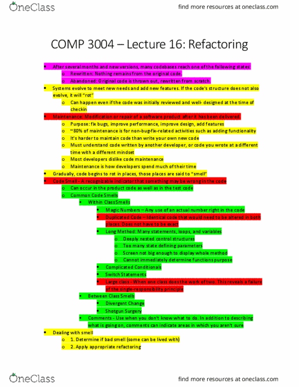 COMP 3004 Lecture Notes - Lecture 16: Code Smell, Code Review, Template Method Pattern thumbnail