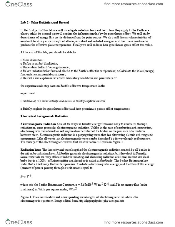 GEOL 1120 Lecture Notes - Lecture 22: Black-Body Radiation, Radiative Flux, Electromagnetic Spectrum thumbnail