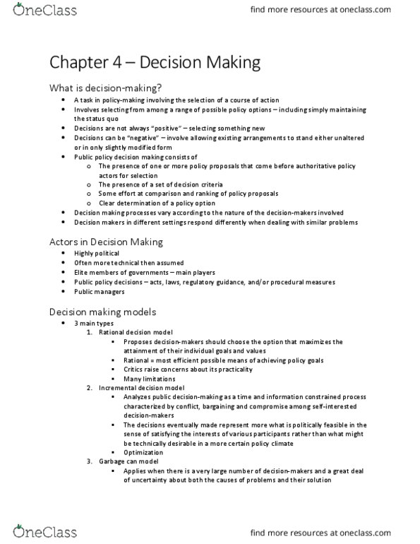 PLG 400 Chapter Notes - Chapter 4: Decision-Making, Technical Analysis thumbnail