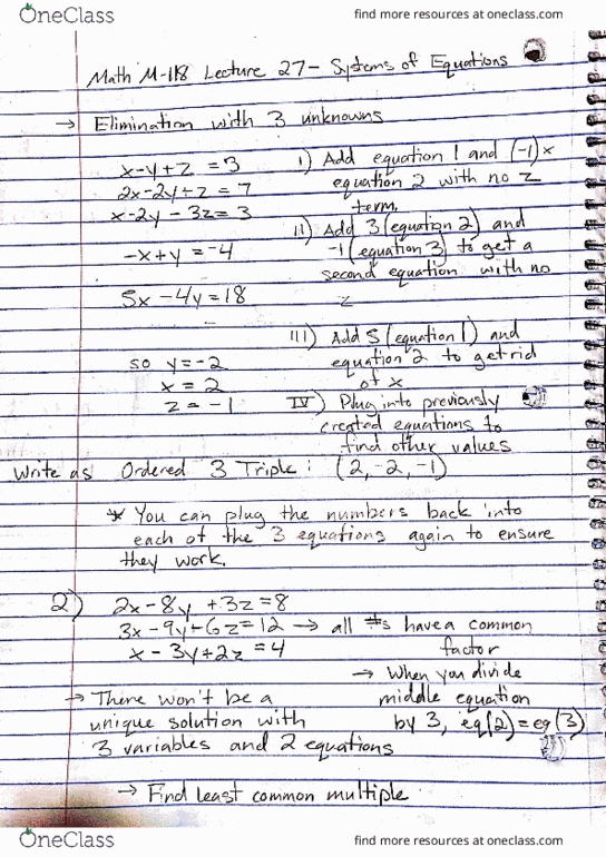 MATH-M 118 Lecture 27: Lecture 27: Systems of Equations cover image