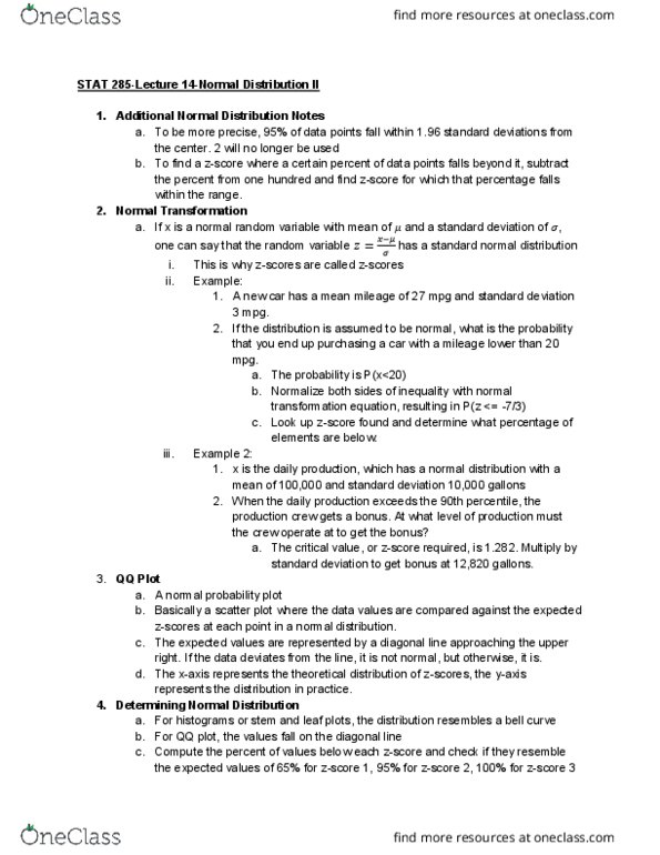 01:960:285 Lecture Notes - Lecture 14: Normal Distribution, Scatter Plot, Probability Plot thumbnail