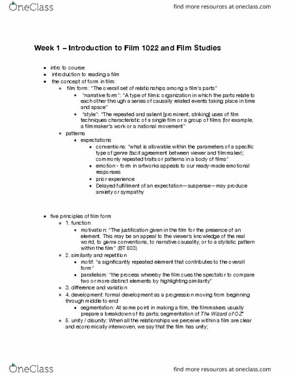 Film Studies 1022 Lecture Notes - Lecture 1: David Strathairn, Philip Marlowe, Humphrey Bogart thumbnail