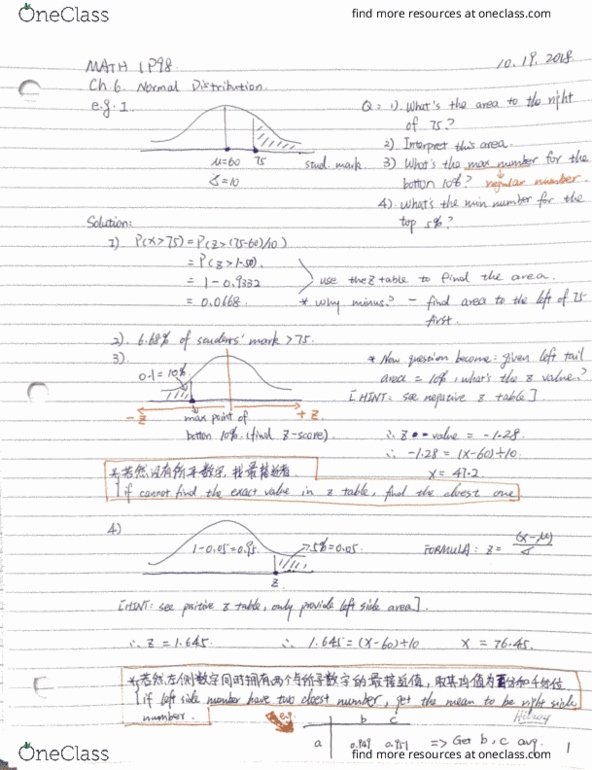 MATH 1P98 Lecture 20: Ch.6 Normal Distribution examples cover image