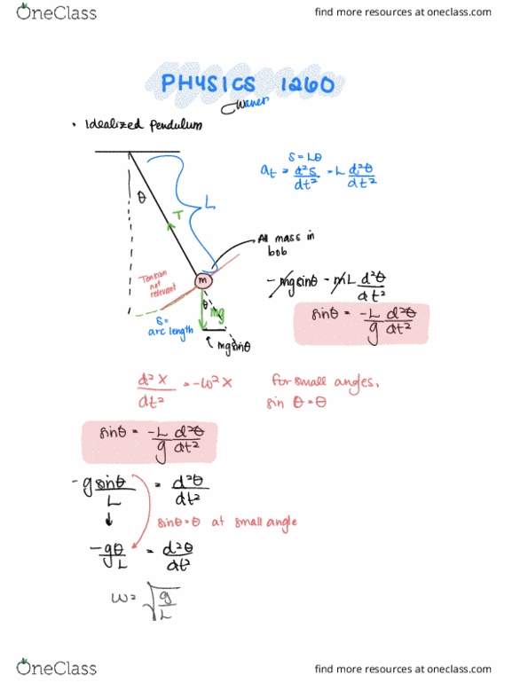 PHYSICS 1260 Lecture Notes - Lecture 24: Weight, Damping Ratio thumbnail