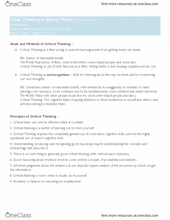 PHIL 210 Chapter Notes - Chapter Intro: Critical Thinking, Numeracy, Blurry thumbnail