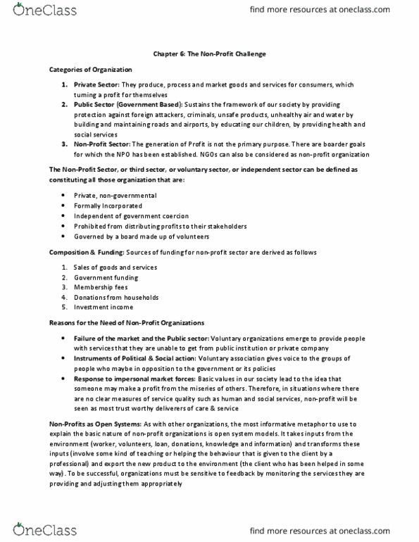 ADMS 1000 Lecture Notes - Lecture 5: Voluntary Sector, Independent Sector, Voluntary Association thumbnail