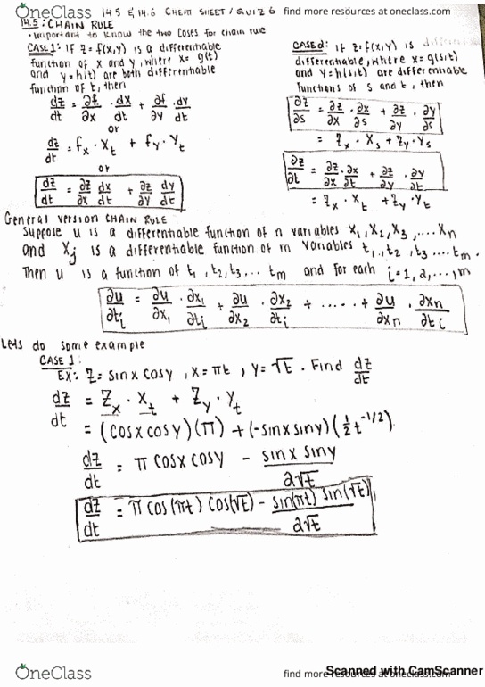 3450:223 Lecture 16: 14.5and14.6notes-chain rule,directional derivatives,gradient vectors, detailed notes with diagrams, examples and theory thumbnail