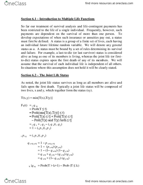 CISC 121 Lecture Notes - Lecture 2: Survival Analysis, Random Variable thumbnail