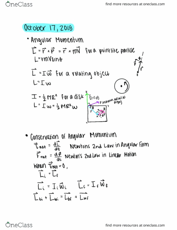 PHYSICS 1250 Lecture 26: Angular Momentum cover image