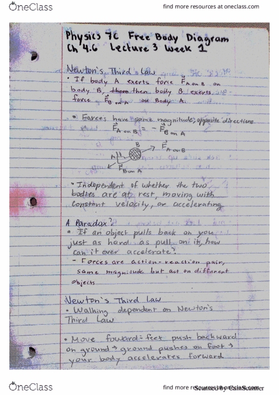 PHYSICS 7C Lecture 3: Physics 7C Lecture 3 Newton's Law cont.+Free Body Diagram cover image