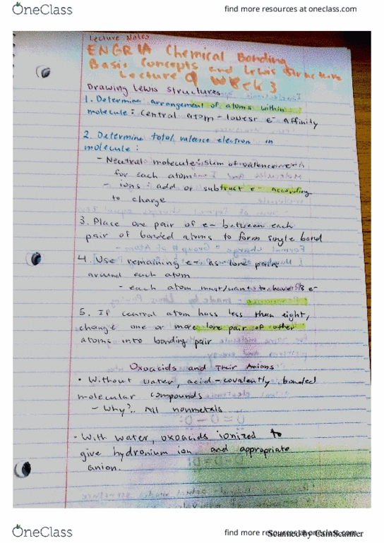 ENGR 1A Lecture 9: ENGR 1A Lecture 9 Chemical Bonding Basic Concepts and Lewis Structures cont. thumbnail