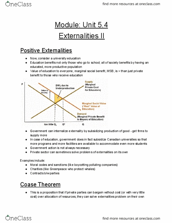 ECON 1B03 Lecture Notes - Lecture 12: Coase Theorem, List Of Universities In Canada, Externality cover image