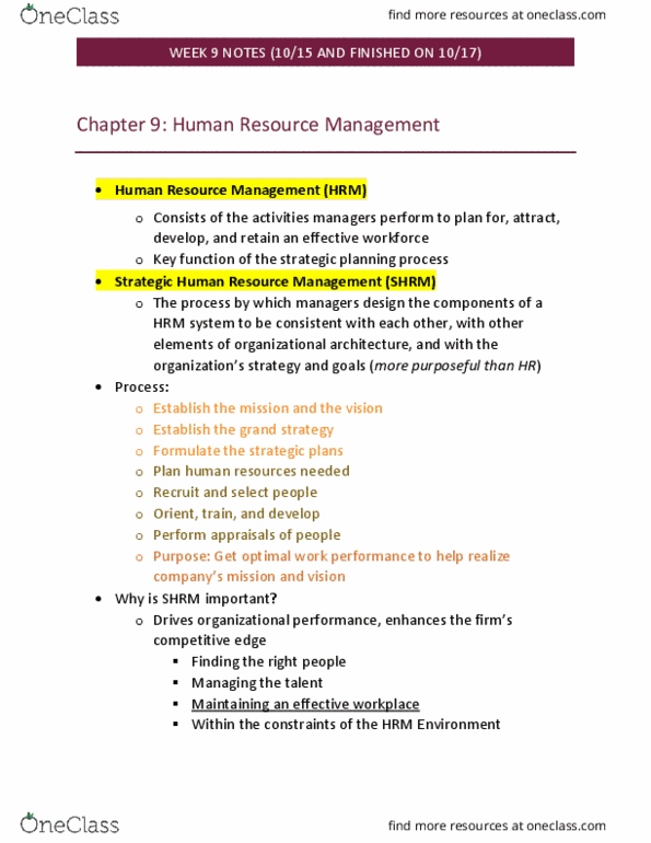 MAN 3025 Lecture Notes - Lecture 9: Society For Human Resource Management, Performance Appraisal, Fair Labor Standards Act thumbnail