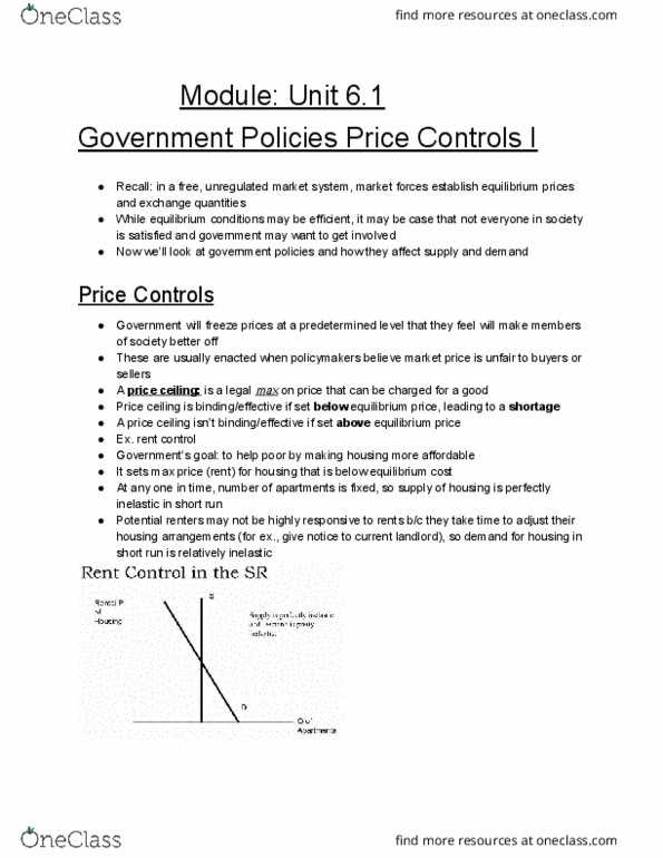 ECON 1B03 Lecture Notes - Lecture 14: Price Ceiling, Economic Equilibrium thumbnail