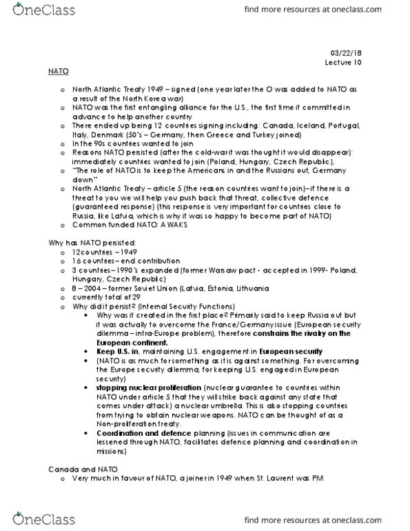 PSCI 3607 Lecture Notes - Lecture 10: Nuclear Proliferation, Nuclear Umbrella, Security Dilemma thumbnail