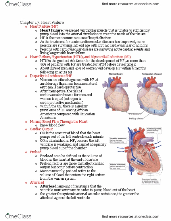 NUR230 Chapter Notes - Chapter 17: Diastolic Heart Failure, Afterload, Cardiac Output thumbnail