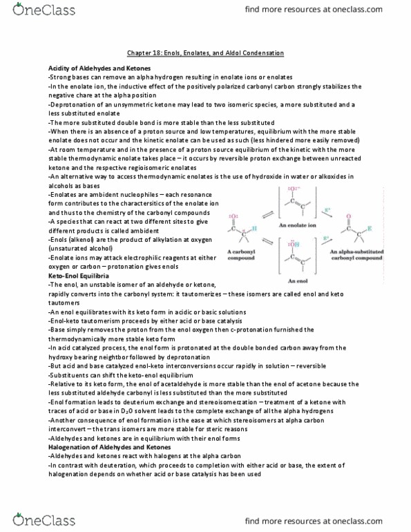 CHEM 0320 Lecture Notes - Lecture 1: Enol, Nucleophilic Substitution, Alpha And Beta Carbon thumbnail