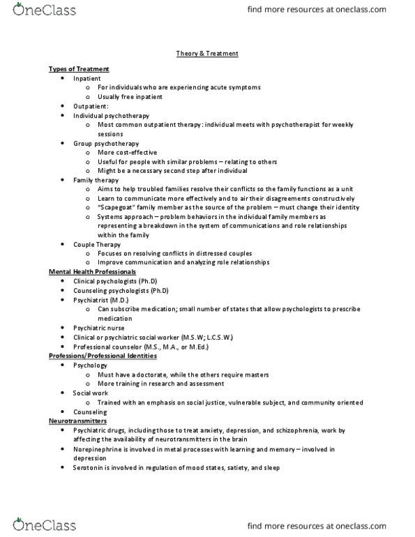 PSY 1205 Lecture Notes - Lecture 16: Psychiatric And Mental Health Nursing, Troubled Families, Group Psychotherapy thumbnail