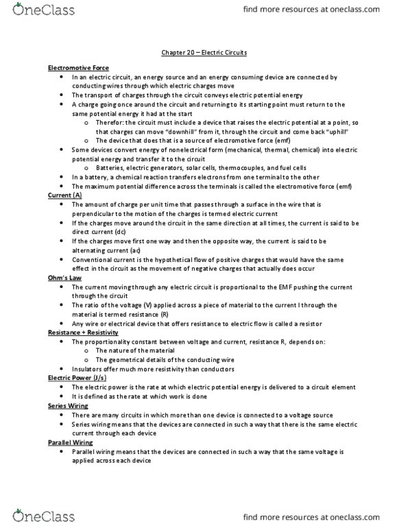 PHYS 0111 Lecture Notes - Lecture 6: Electric Potential Energy, Electrical Network, Electric Potential thumbnail