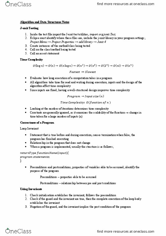 COMP225 Lecture Notes - Lecture 1: Junit, Data Structure, Binary Tree thumbnail