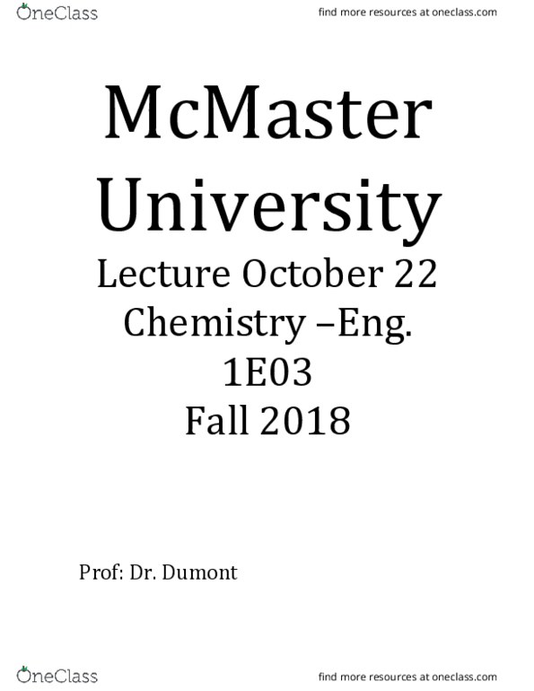 CHEM 1E03 Lecture 21: October 22 Lecture Notes cover image