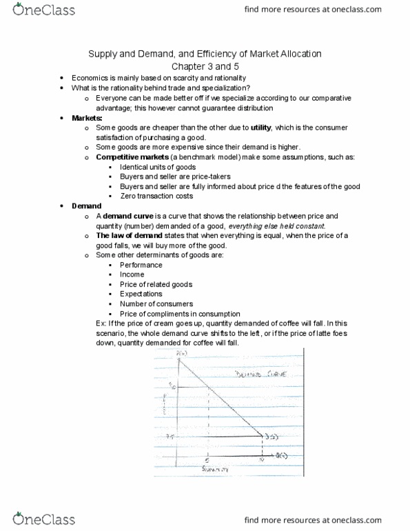 ECO100Y5 Lecture Notes - Lecture 2: Demand Curve, Latte, Comparative Advantage cover image