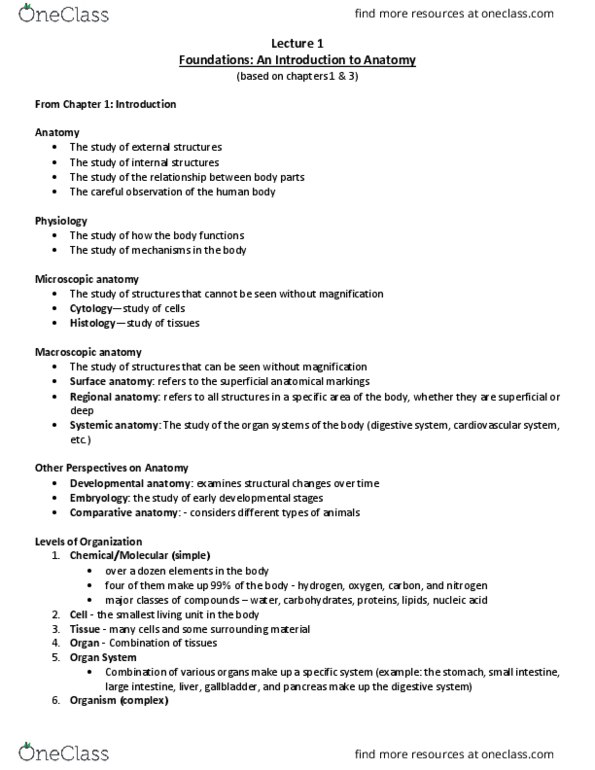 BIOB33H3 Lecture Notes - Lecture 1: Histology, Comparative Anatomy, Small Intestine thumbnail