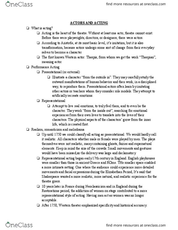 DRAM 1101 Lecture Notes - Lecture 6: Amazon Cooperation Treaty Organization, Henrik Ibsen, Konstantin Stanislavski thumbnail