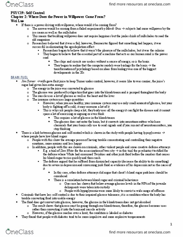 PSYC19H3 Chapter Notes - Chapter 2: Impaired Glucose Tolerance, Junk Food, Blood Sugar thumbnail