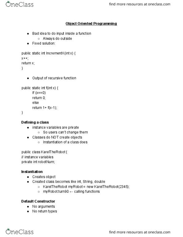 01:198:111 Lecture Notes - Lecture 14: Object-Oriented Programming cover image