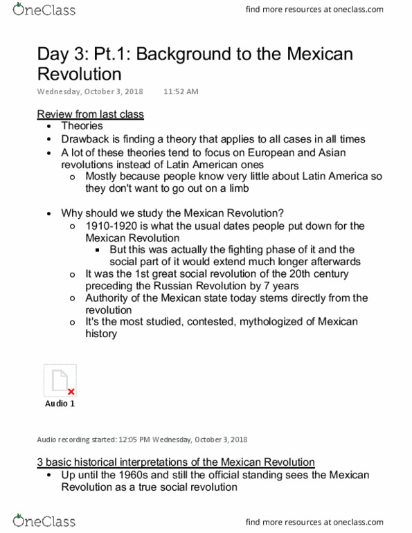 HISTORY 166D Lecture Notes - Lecture 3: Rurales, Closed System, Class Consciousness thumbnail