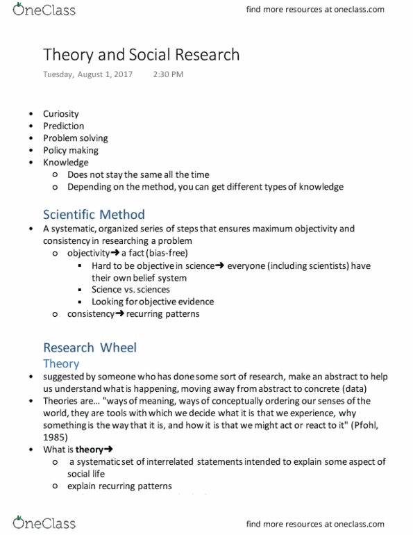 Sociology 2206A/B Lecture Notes - Lecture 2: Problem Solving, Dependent And Independent Variables, Unobservable thumbnail