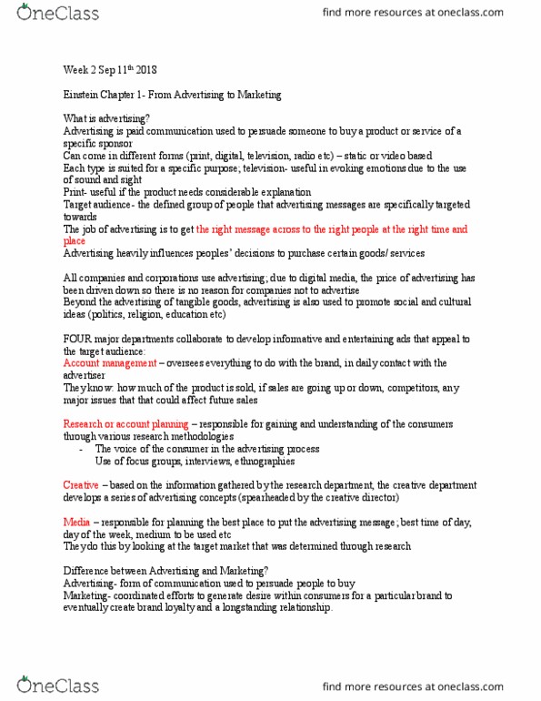 Sociology 2172A/B Chapter Notes - Chapter all reading notes: Media Planning, Influencer Marketing, Institute For Operations Research And The Management Sciences thumbnail