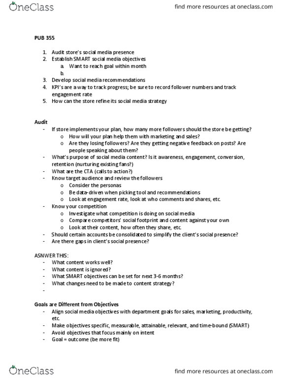 PUB 355W Lecture Notes - Lecture 7: Social Presence Theory, Smart Criteria thumbnail