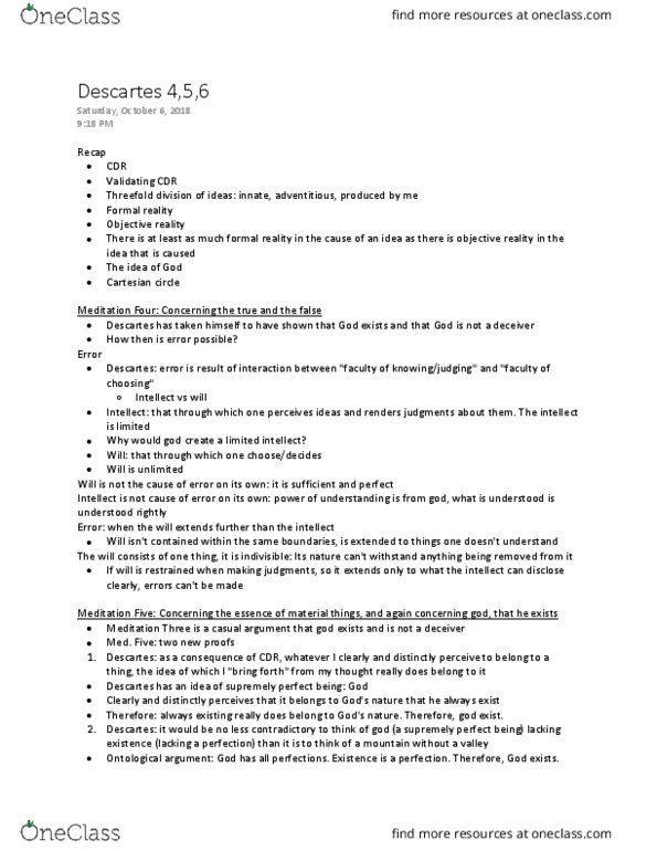 PHL210Y1 Lecture Notes - Lecture 3: Ontological Argument, Pure Mathematics, Signify thumbnail