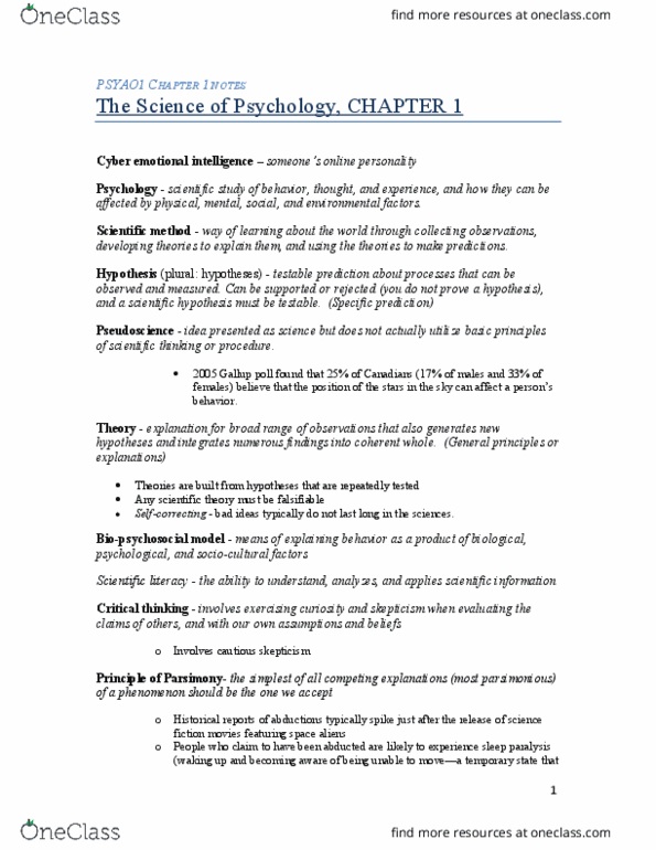 PSYA01H3 Lecture 1: Notes-sem1 (1) thumbnail