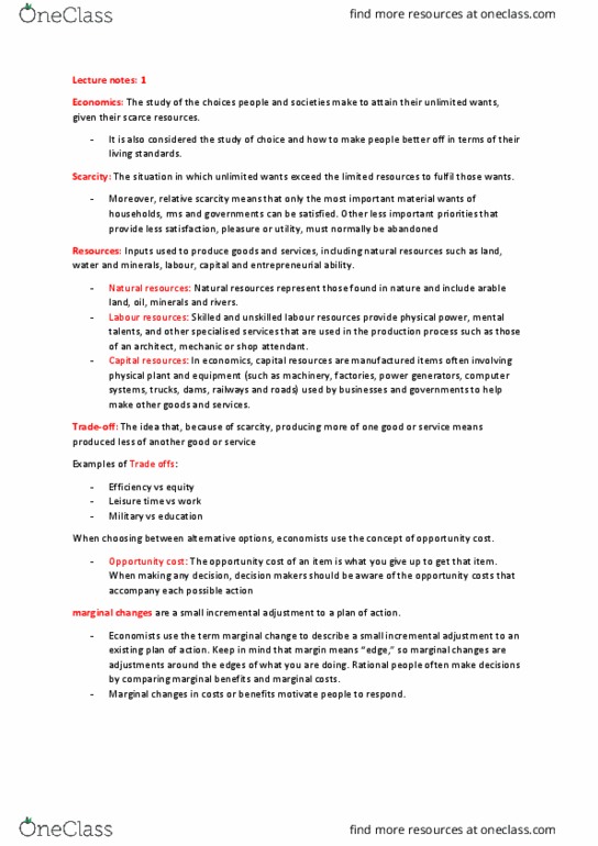 ECO10004 Lecture Notes - Lecture 3: Opportunity Cost, Root Mean Square thumbnail