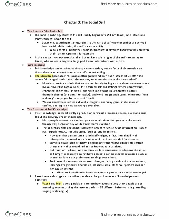 PSYB10H3 Chapter Notes - Chapter 3: Construals, Blood Sugar, Extraversion And Introversion thumbnail