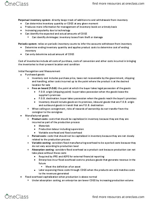 AFM291 Chapter Notes - Chapter 6: Total Absorption Costing, Consignee, Consignor thumbnail