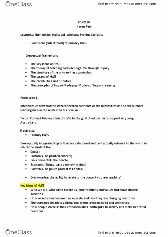EDX2190 Lecture Notes - Lecture 1: Australian Curriculum, Conceptual Framework, Microsoft Publisher thumbnail